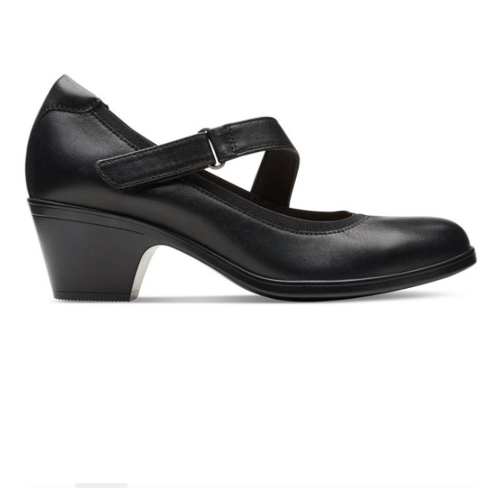 Clarks Emily2 Mabel Black Leather Flats with Classic Design and Polished Finish - Picture 10 of 16
